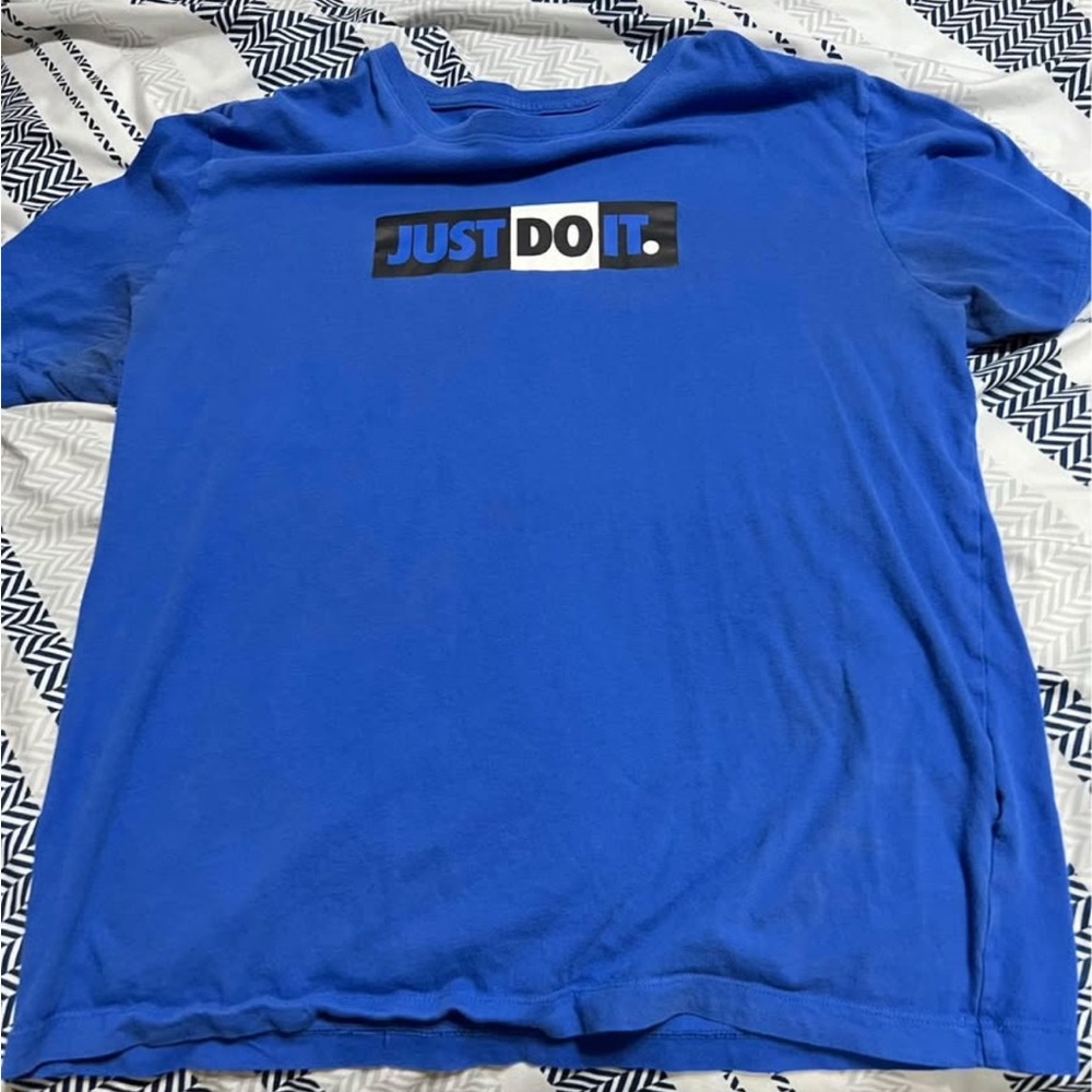 Nike Blue Graphic Tee with Just Do It Logo